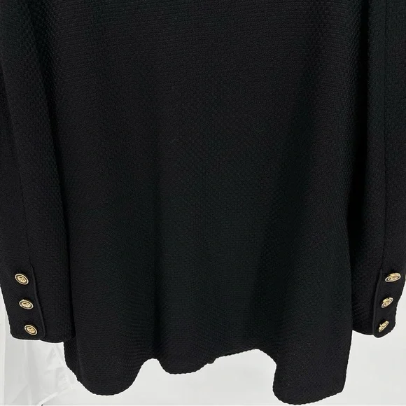St. John Collection Santana Knit Blazer Suit Set Size 14 Black Gold Buttons - Picture 8 of 11